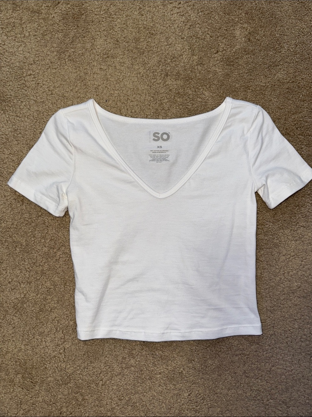 SO White V-Neck Cropped Tee Top